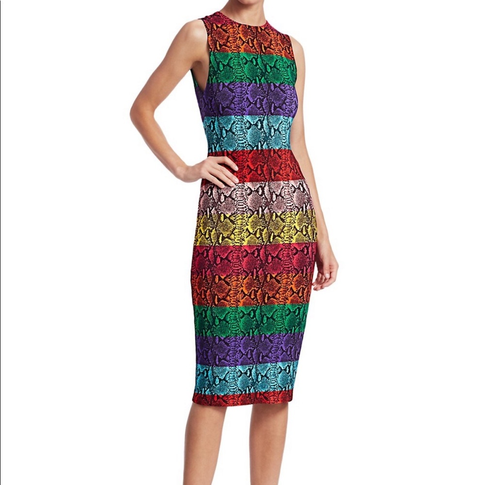 NWT Alice+Olivia Delora Snake Stripe Sheath Dress - Picture 1 of 7